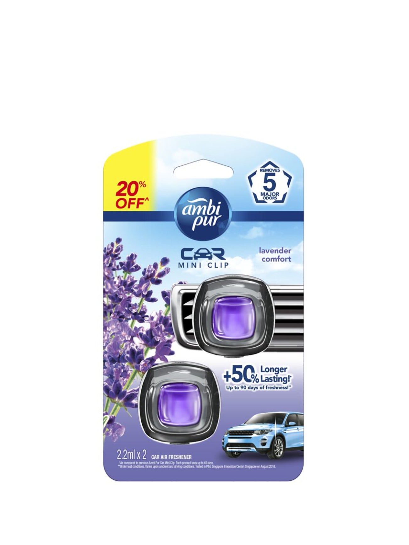 AMBI PUR CAR VENT CLIPS LAVENDER 2X2ML